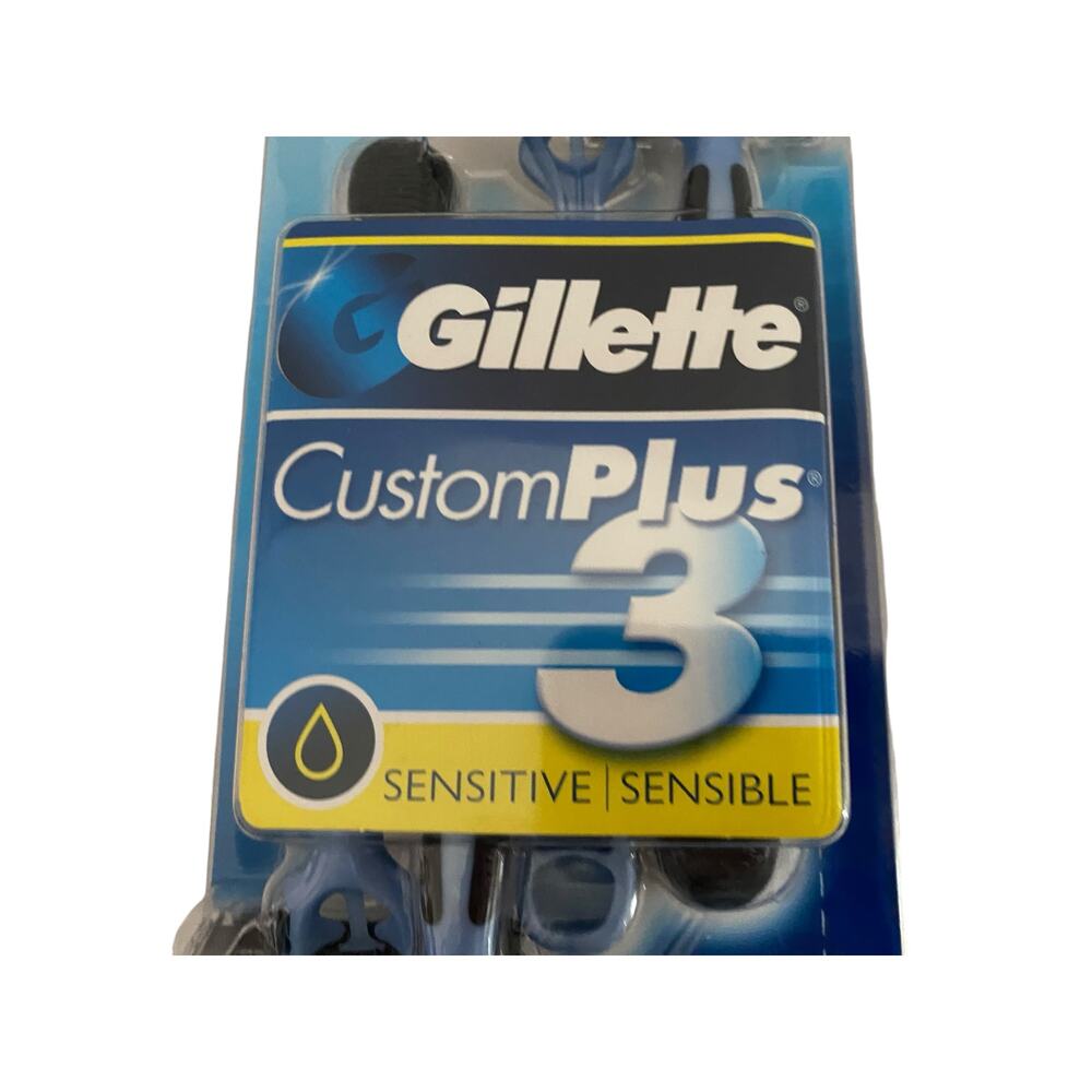 Gillette Custom Plus 3 Sensitive Mens Disposable Razors 4 Count New Triple Blade - Picture 2 of 10